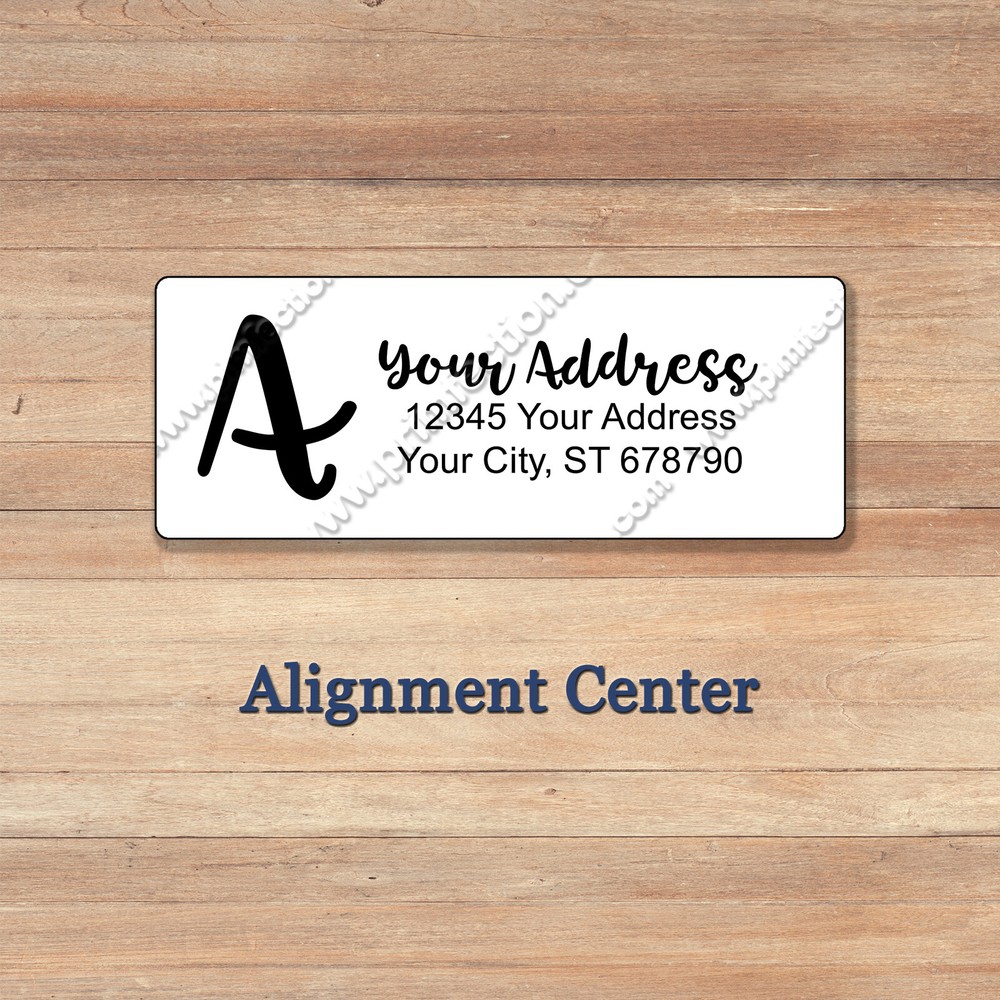 300 Custom GLOSSY 1 x 2.63 Inch Return Address Monogram Brush Script Labels