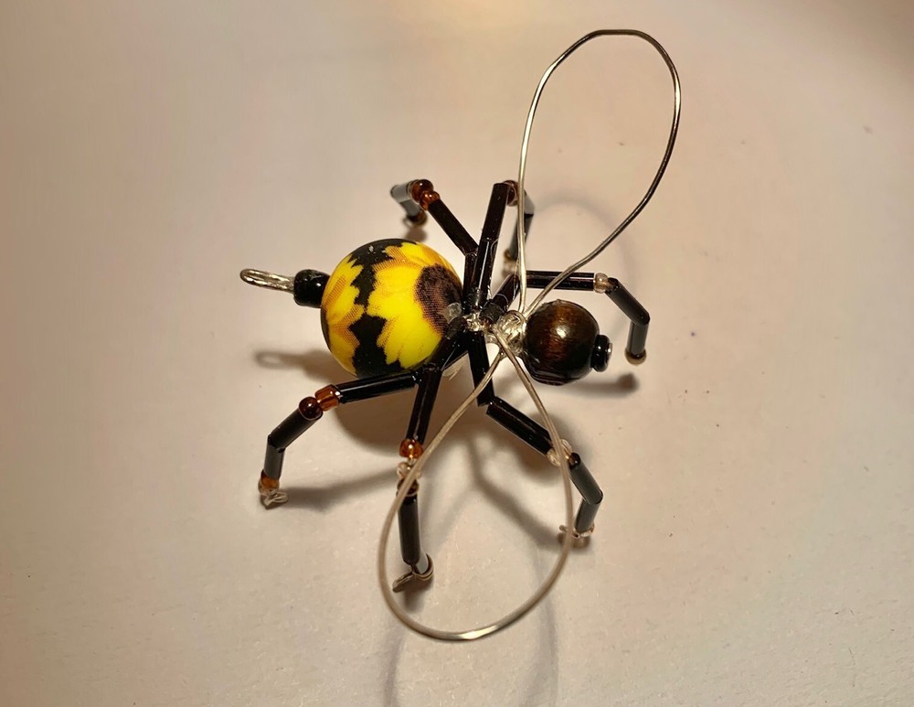 Handmade Bead & Wire Sunflower BUMBLE BEE