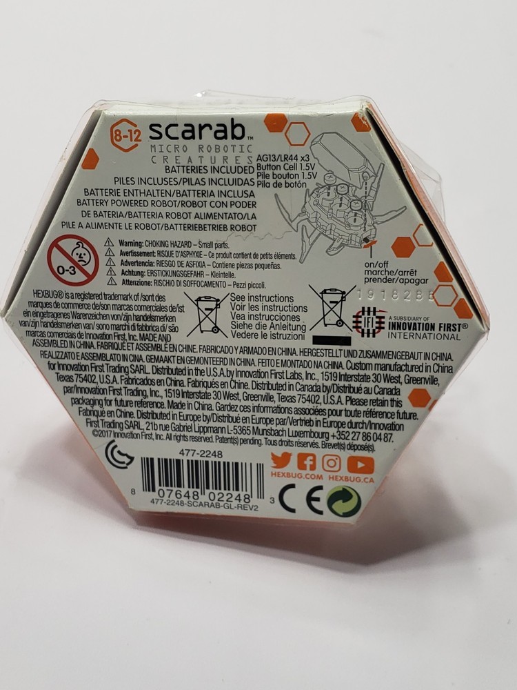 2017 HEXBUG Scarab Orange Micro Robotic Creature NEW Sealed Hex Case 19182BB
