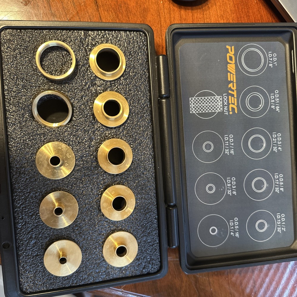 Powertec Brass Router Bushing Set 10 Pieces