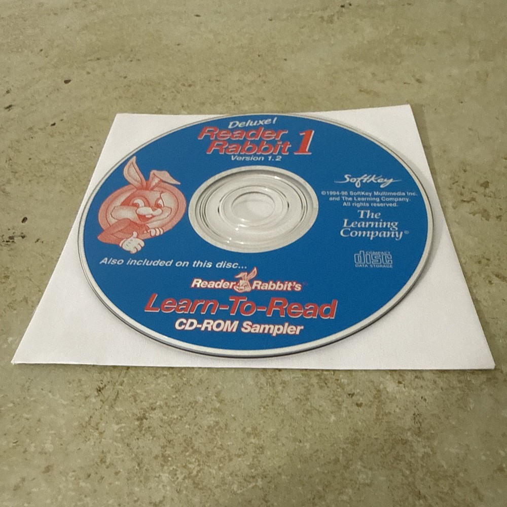 Deluxe 1996 Soft Key Reader Rabbit 1 Version 1.2 - Learn To Read CD Rom Sampler