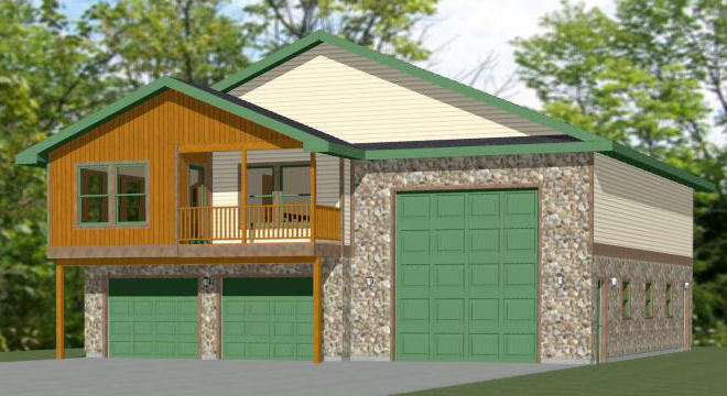 44x48 Apartment with 2-Car 1-RV Garage - PDF FloorPlan - 1,528 sqft - Model 5E