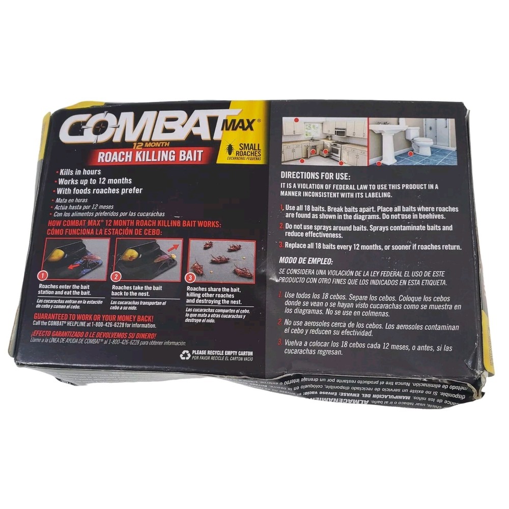 5 Pack (90 total Bait Stations) COMBAT Max 12 Month Small Roach Killing Baits