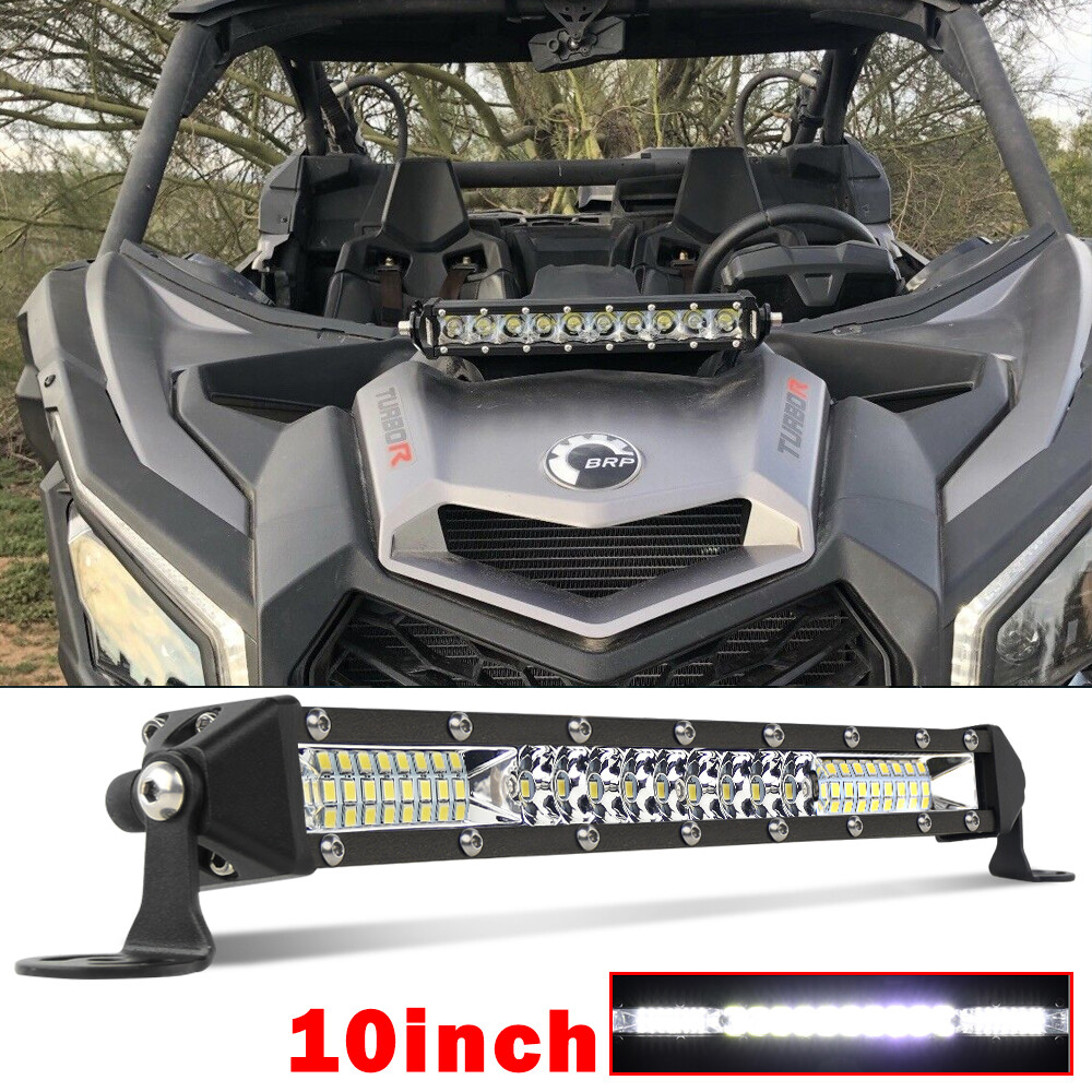 For Can-Am Maverick X3 Light Bar 10" Single Row LED Light Bar Spot Flood Offroad