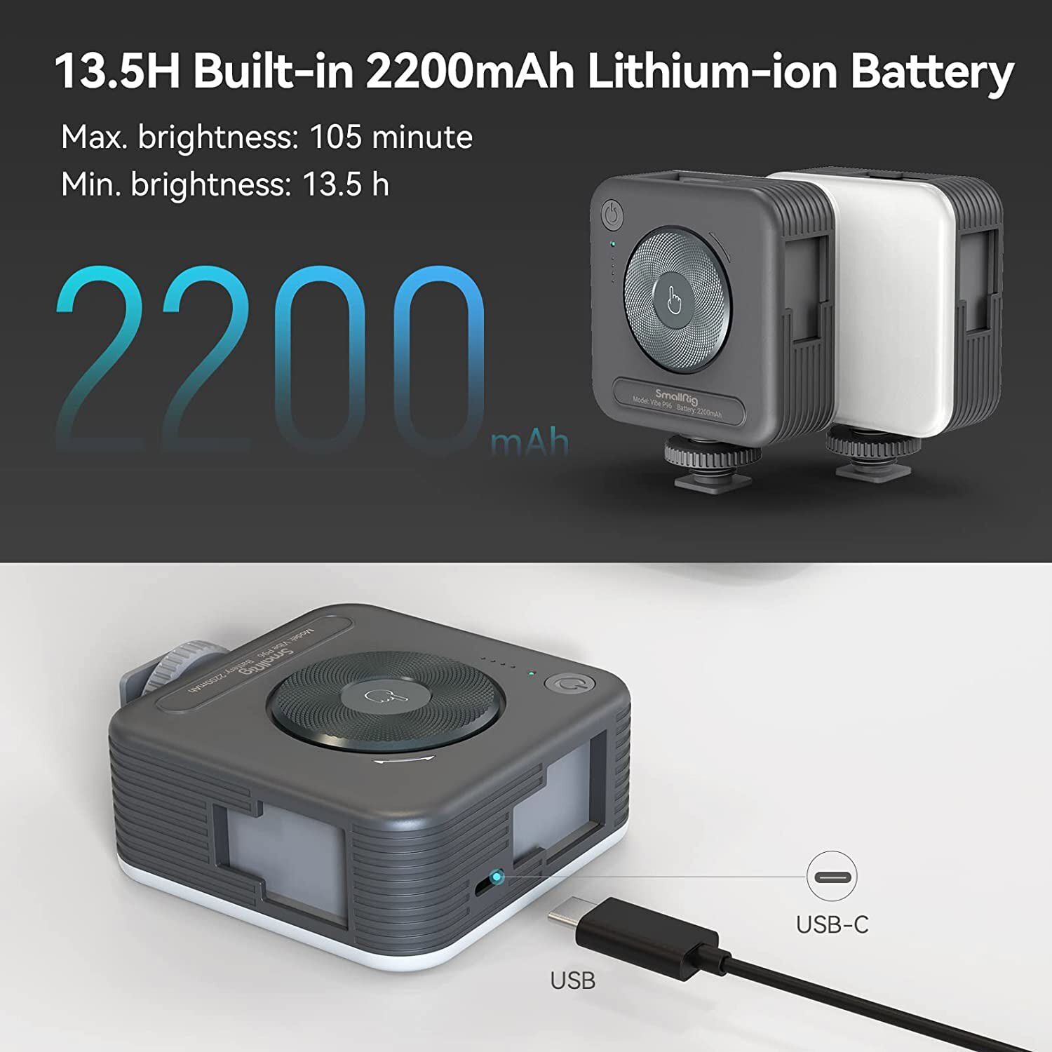 SmallRig P96 Mini Phone Camera LED Video Light 2200mAh For Camera Phone Vlog