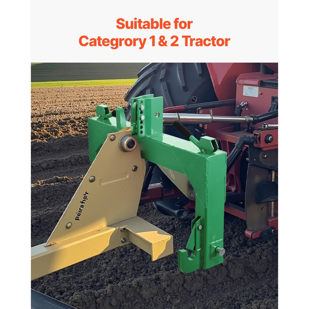 3-Point Quick Hitch Category 2 Tractor Hitch Adapter 4000lb Load Adjustable Bolt
