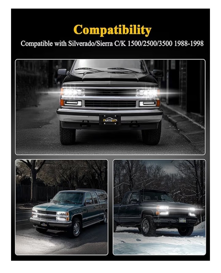 PARTSam LED Headlights Assembly DOT Approved with Start Animation DRL Sequent...