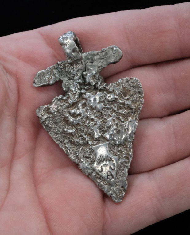 Vintage APACHE Sterling Silver ARROWHEAD PENDANT Signed JAJ JAKE A JACOBS NICE!