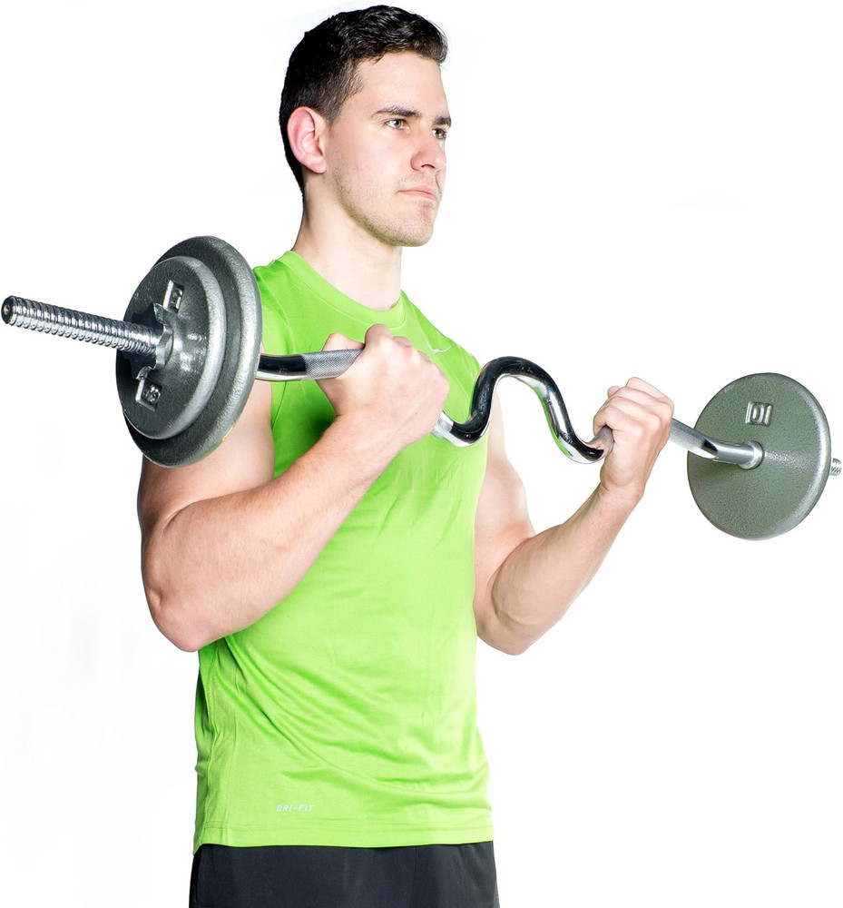 Standard 1-Inch Threaded Curl Bar with Collars