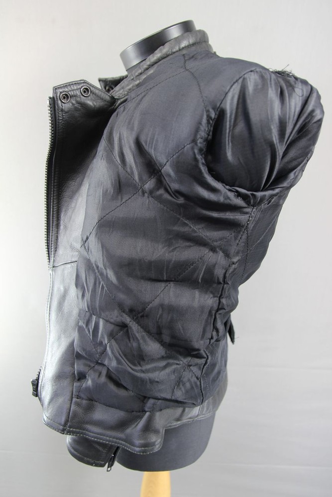 CLASSIC BLACK DYNAMIC LEATHERS COWHIDE BIKER JACKET SIZE 12