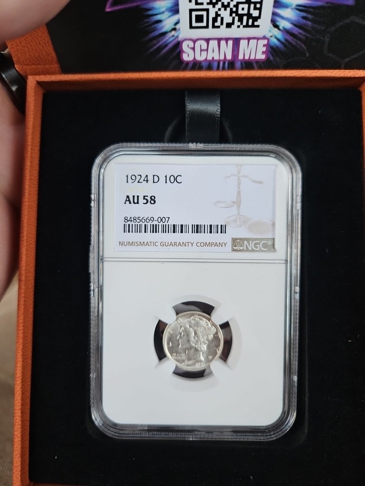 1924 D Mercury Dime NGC AU-58