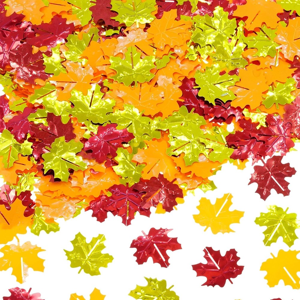 Thanksgiving Maple Leaf Metallic Table Scatter Confetti