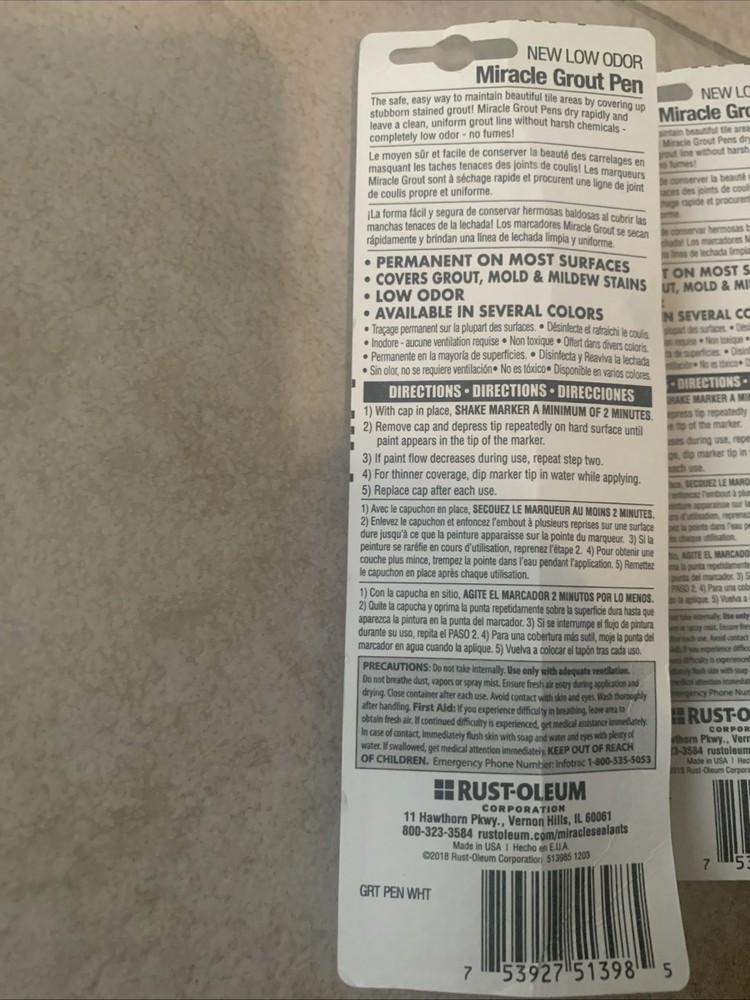 Miracle Grout Pen, White NEW + FAST SHIPPING