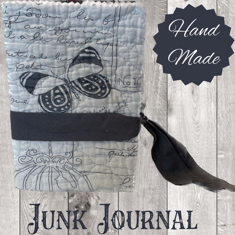 Junk Journal Butterfly Bird Grey Ivory Keepsake Diary Book Interactive NEW