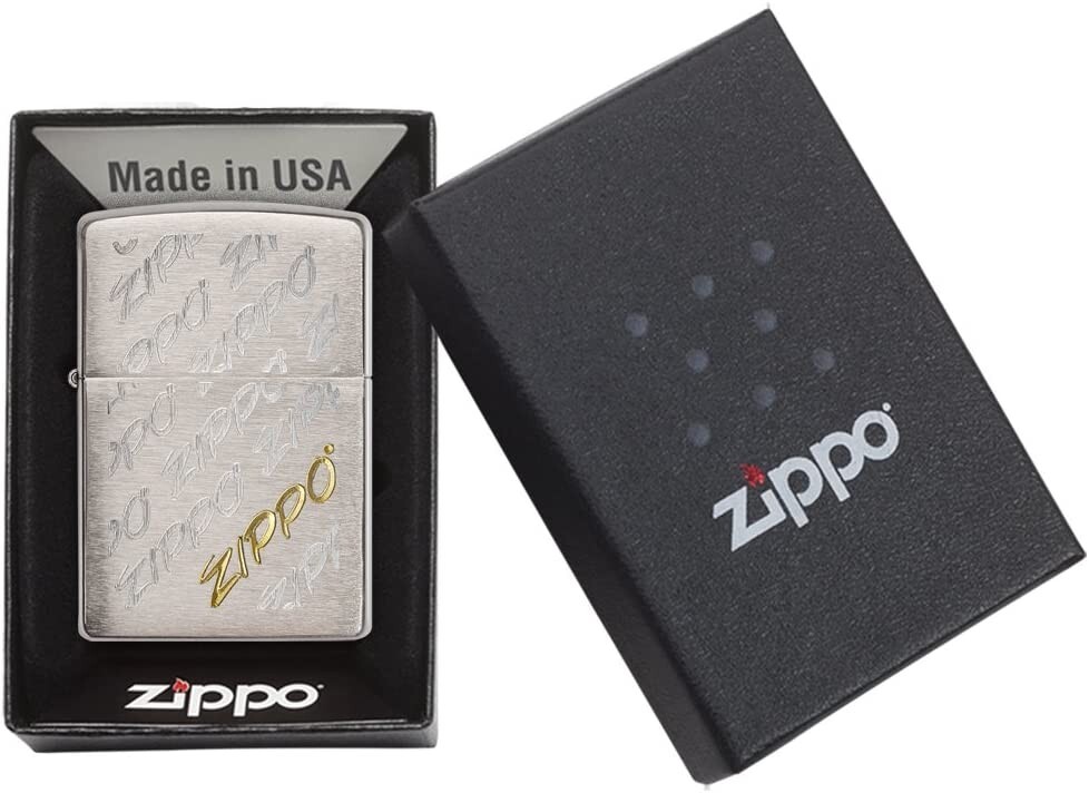 Zippo Script Brushed Chrome 28642