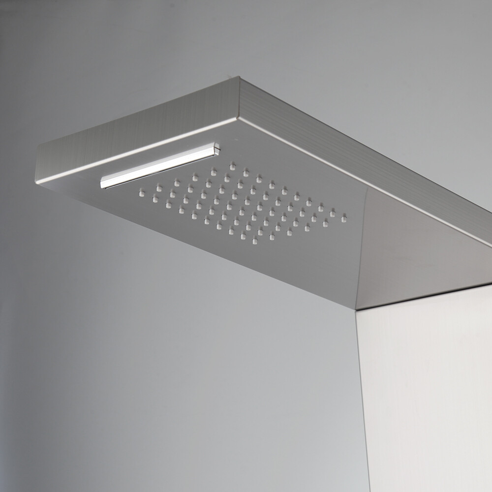 Bathroom Shower Panel Column Rainfall 6 Massage Jets Display Mixer Valve Tap Set