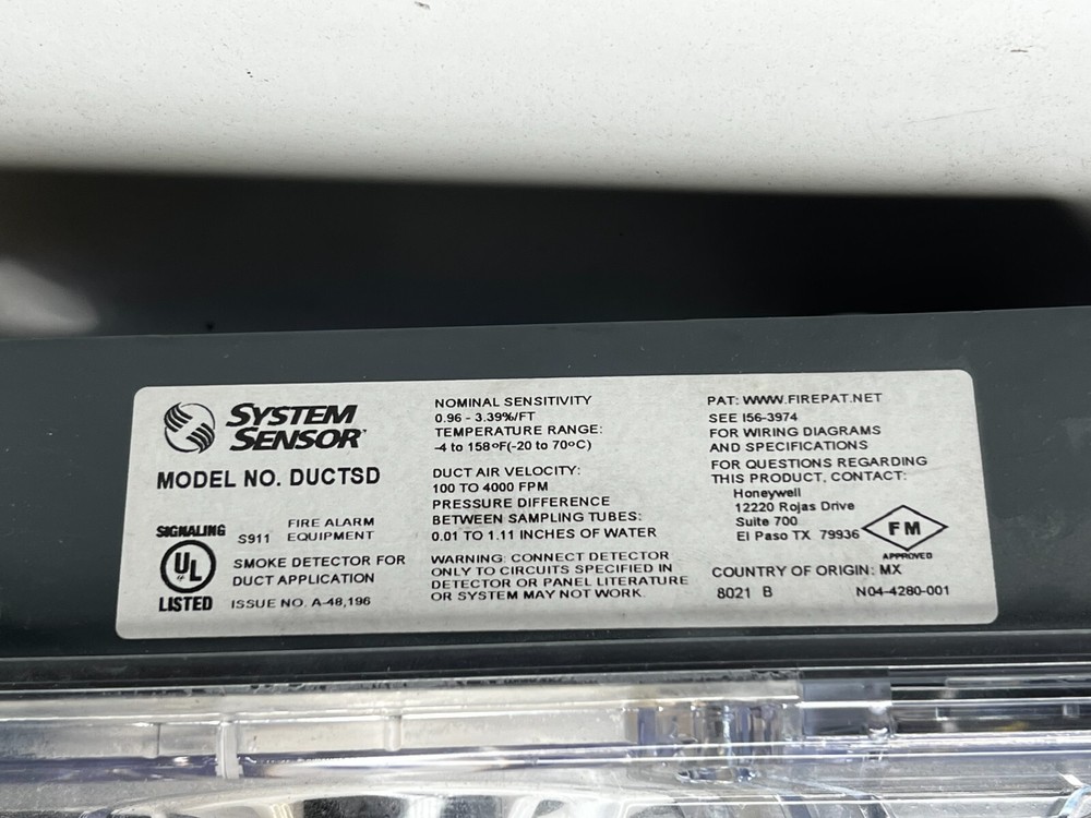 System Sensor DUCTSD Duct Smoke Sensor