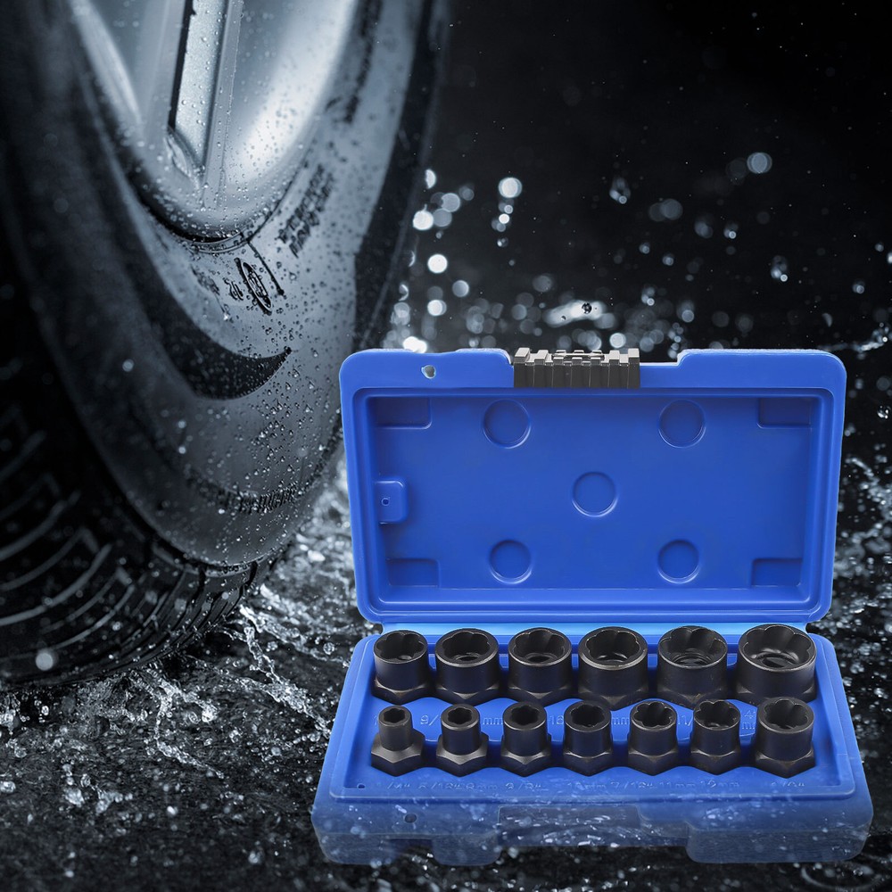 Impact Bolt Extractor Set Nut Remover Set Stripped Extraction Socket Tool 13pcs