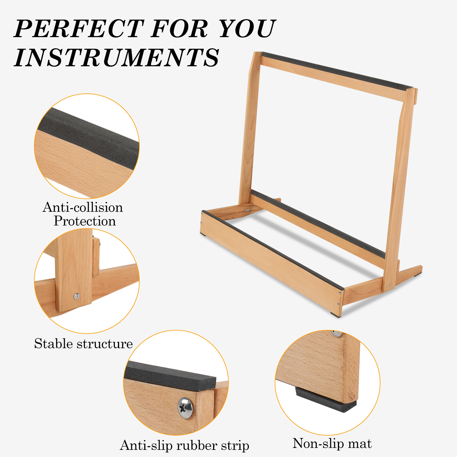 Multiple Guitar Case Rack Stand, Hardwood Folding Guitar Hard Case Stand