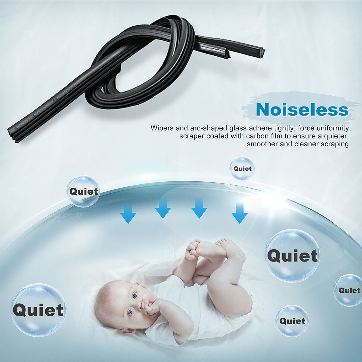 Pair Windshield Wiper Blades J-hook Quality 22" & 22" Inch Bracketless Frameless