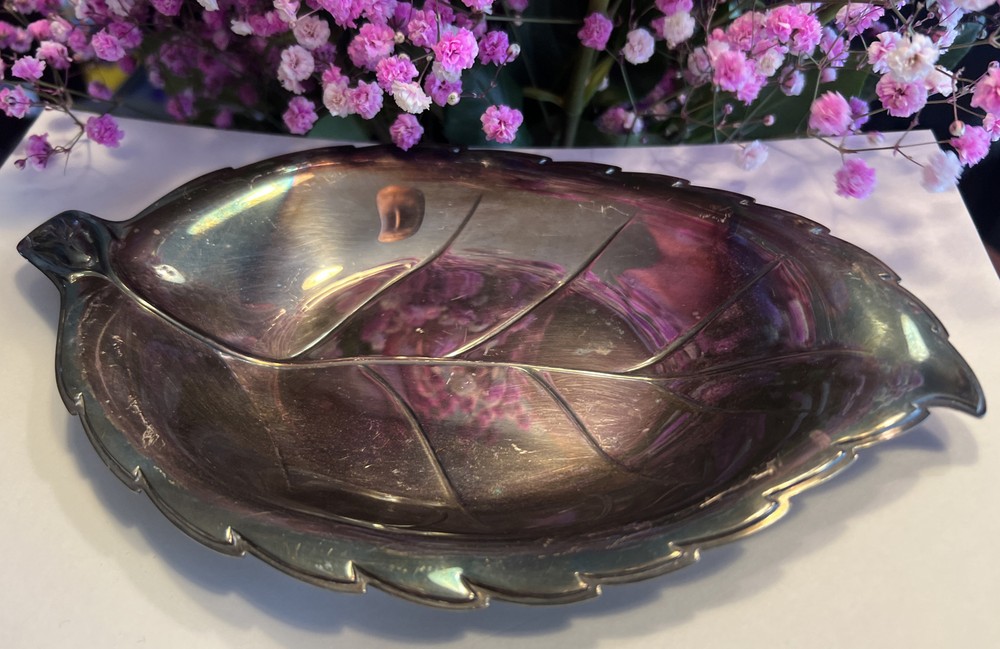 International Silver Company Model 348 Silverplate Tray Dish Bowl Rose Handle