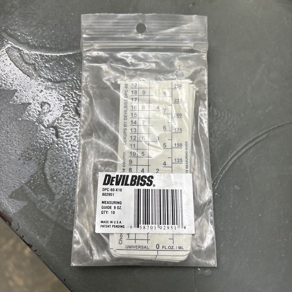 Devilbiss Dpc-60-K10, Disposable Measuring Guide Inserts, 9oz. (Qty:10)