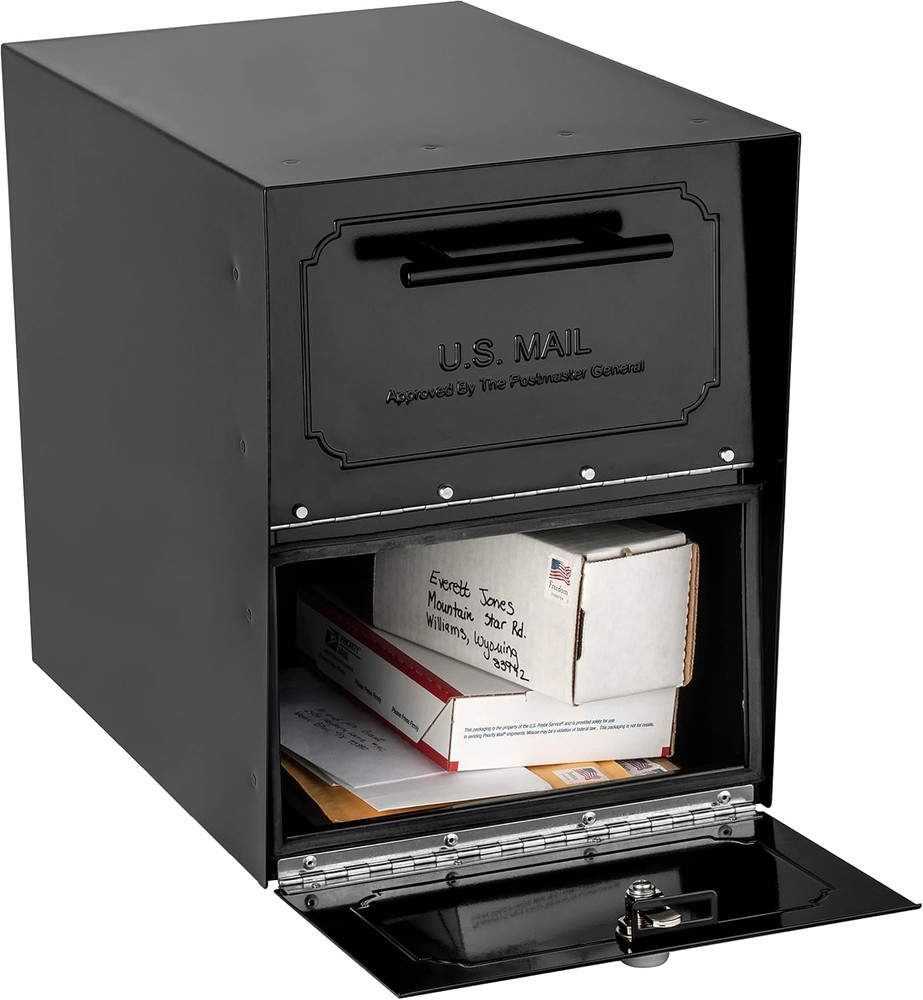 Oasis Classic Locking Post Mount Parcel Mailbox with High Security, Black