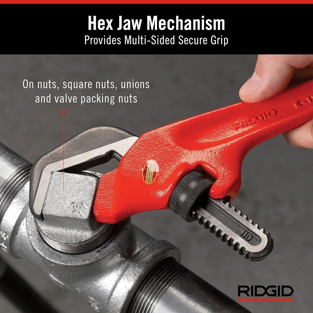 E-110 Offset Hex Pipe Wrench, 9.5", Red