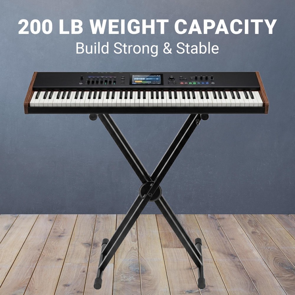 Lectronify Double-X Keyboard Stand Pull Lock Adjustable Height Heavy Duty 154 lb