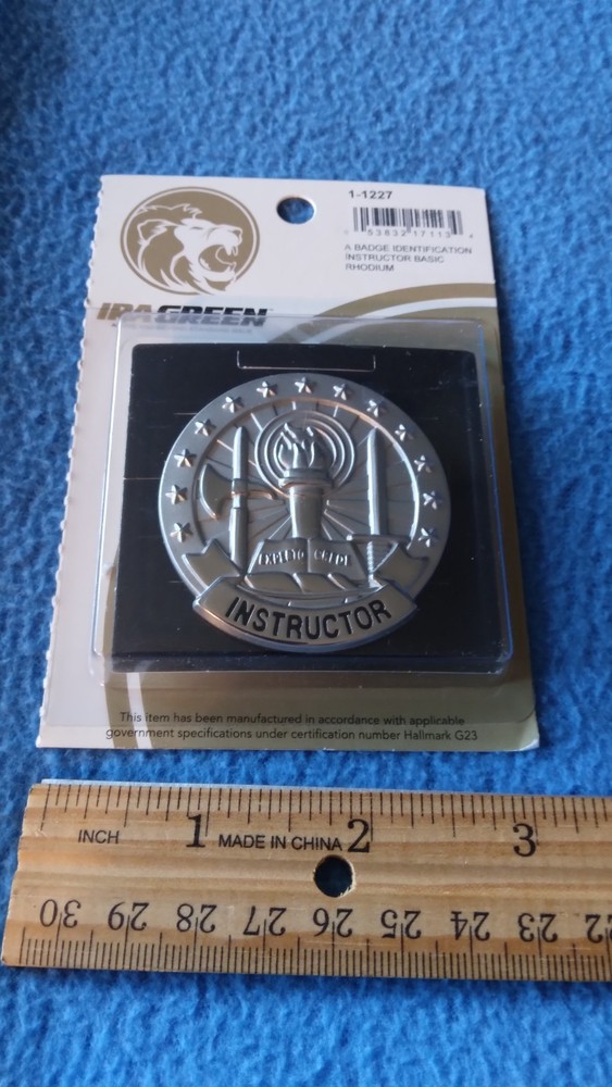 IDENTIFICATION BADGE BASIC INSTRUCTOR PIN -  NEW 2 INCH