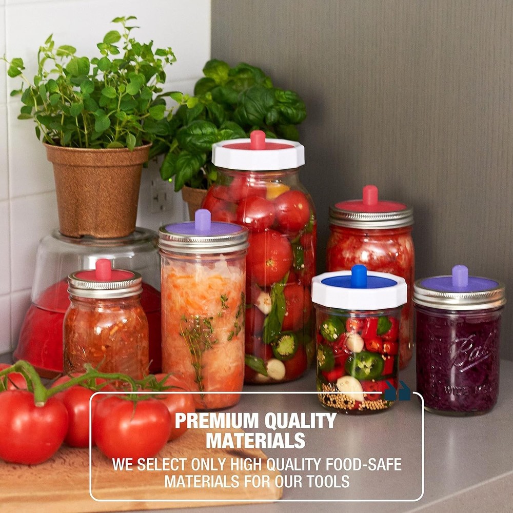 Complete Mason Jar Fermentation Kit for Probiotic Vegetables - 9-Piece Set