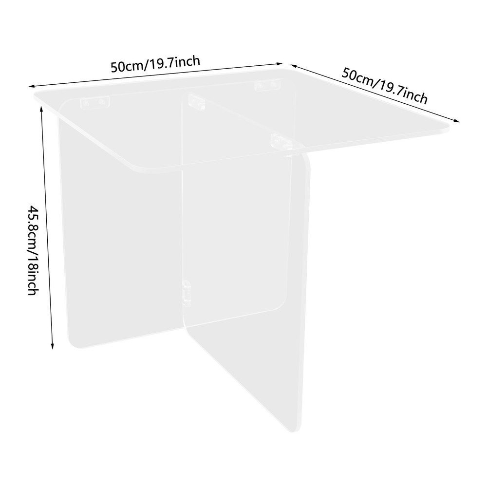 Acrylic Side Table, End Table, Free Standing Clear Modern Bedside Table