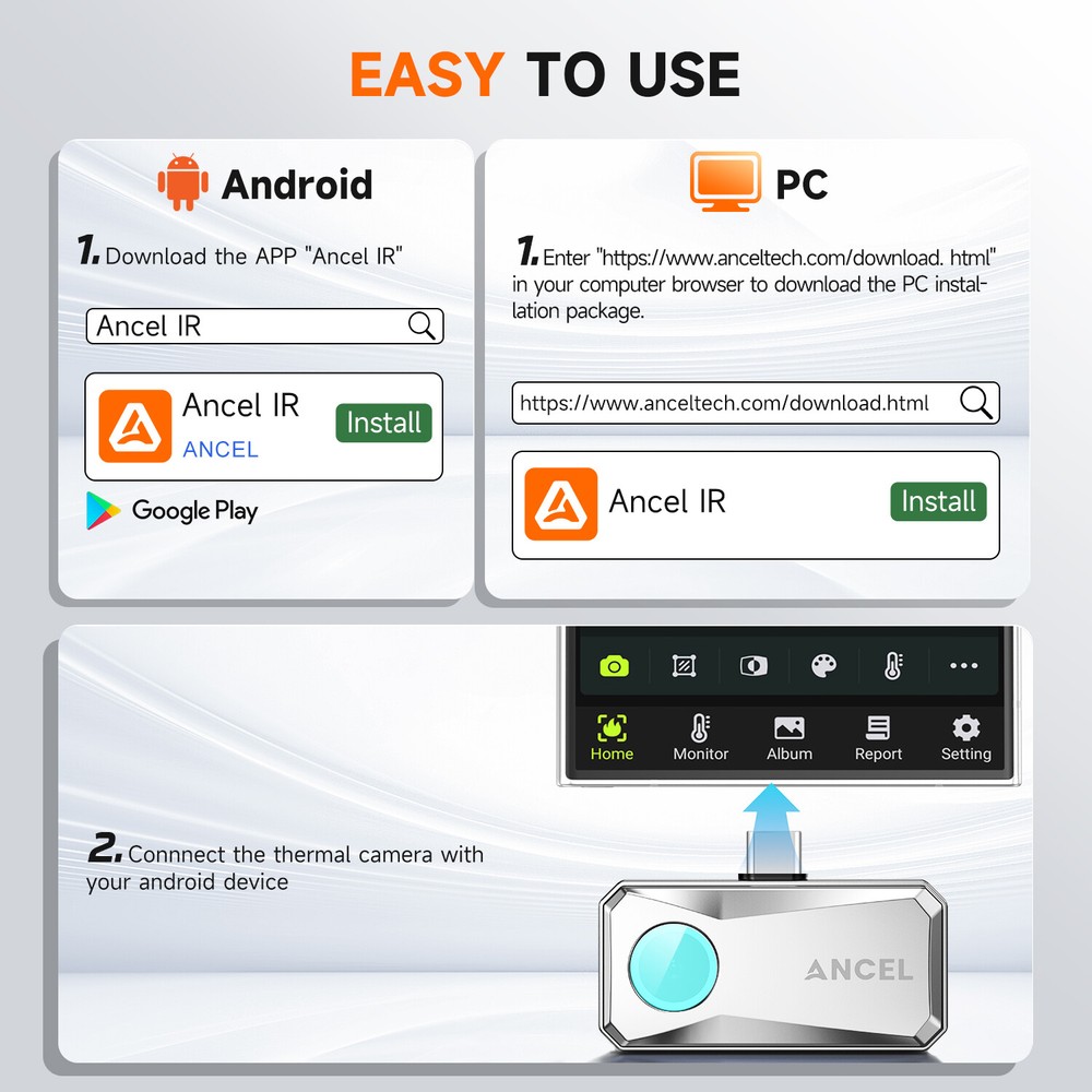 Thermal Camera for Android 256x192 IR High Resolution Optimized Temperature Accu