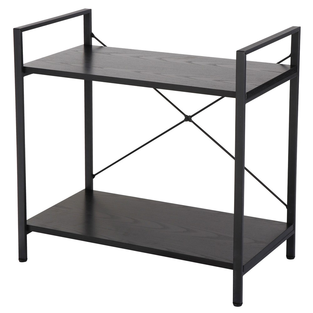Solid Double Bookcase Short Frame Wood Bookshelf Display Rack Small Place Cozy