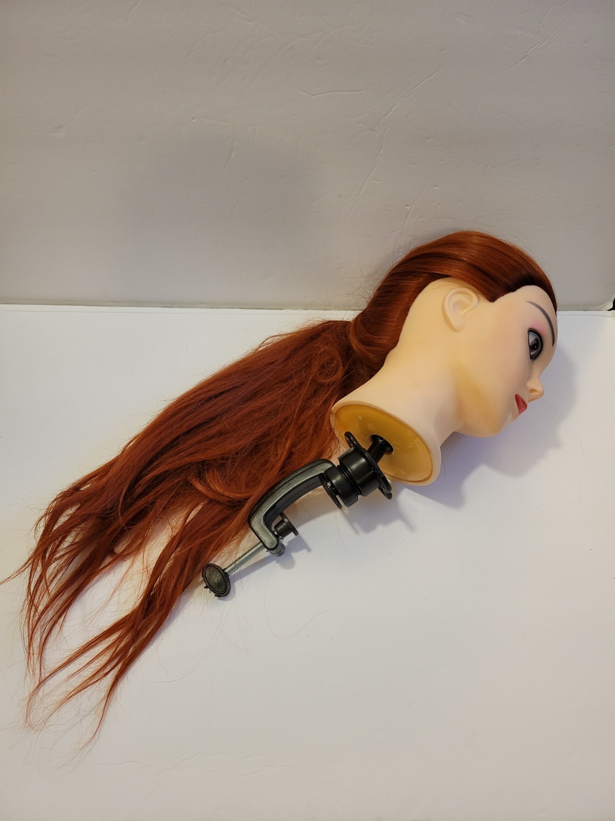 Cosmetology training Head With Long Red Brown Hair For Styling Training Practice