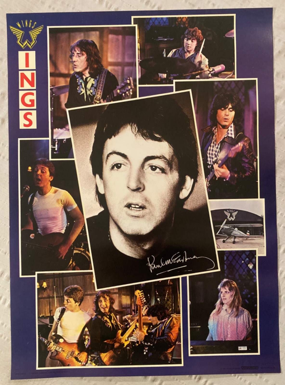 Wings 1980 Poster Scandecor USA Paul Linda McCartney Denny Laine Beatles J