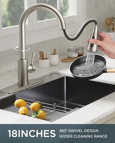 Kitchen Faucets with Pull Down Sprayer High Arc Brushed Nickel Traditional