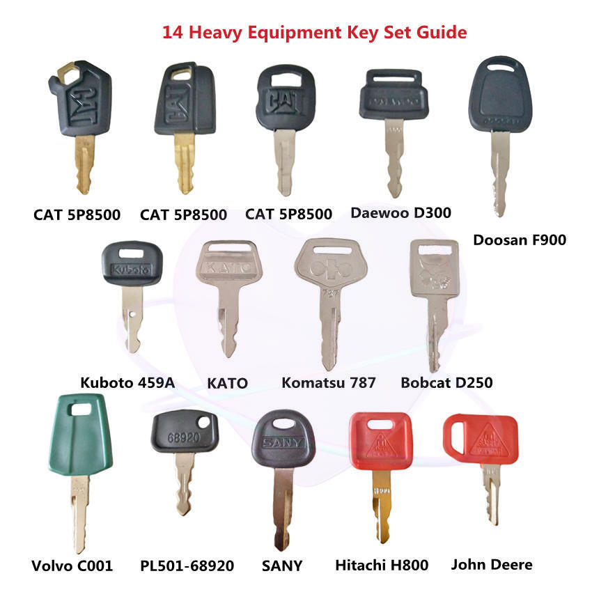 14pc Heavy Equipment Key Set Construction Ignition Keys