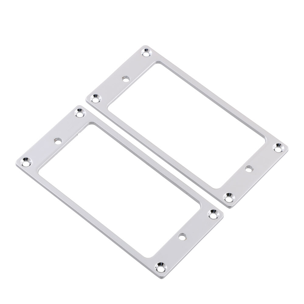 2PCS Chrome Flat Metal Humbucker Pickup Frame Mounting Ring
