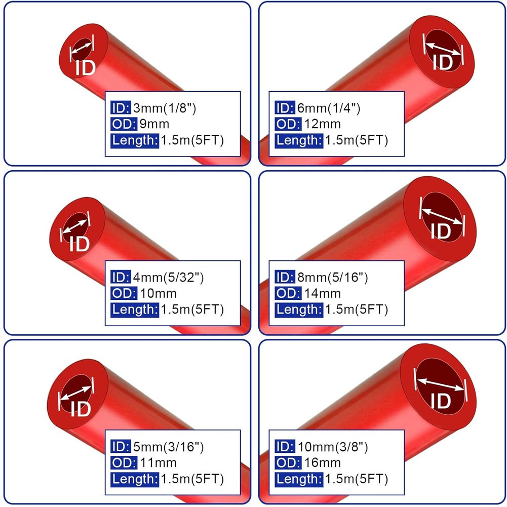 Vacuum Line Kit 6PCS 5Ft Vacuum Hose Automotive+113PCS Vacuum Line Connectors