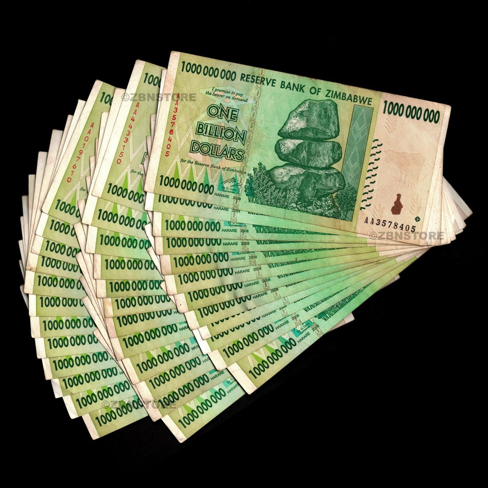 1 Billion Zimbabwe Dollars Banknotes Bundle 35PCS AA 2008 100 % Authentic + COA