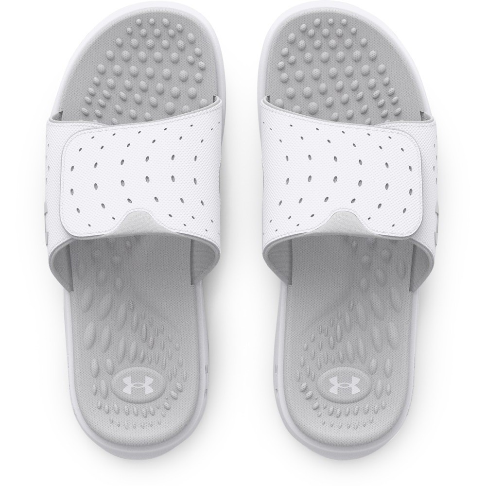 Under Armour 3026027 Women's UA Ignite Pro Slides, White/Halo Gray, Size 8