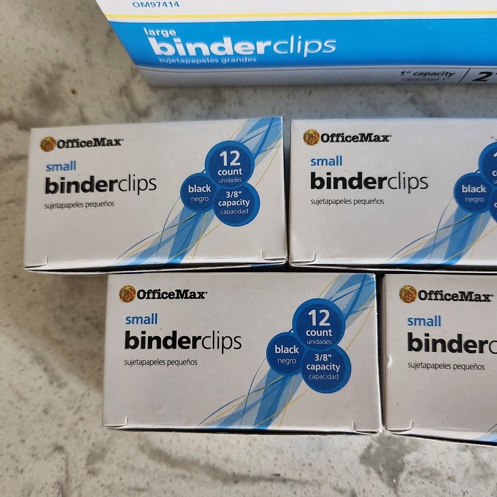 Office Max Binder Clips - Small & Large - New Open Box - LOT