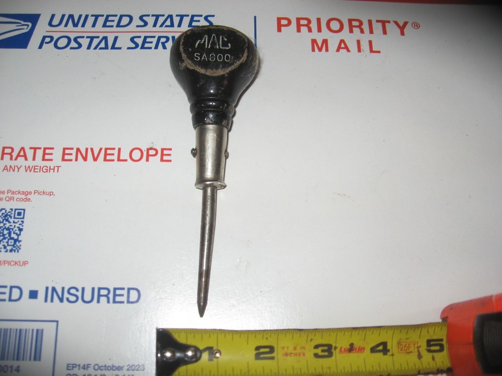 OLD MAC WOODEN HANDLE SCRATCH AWL