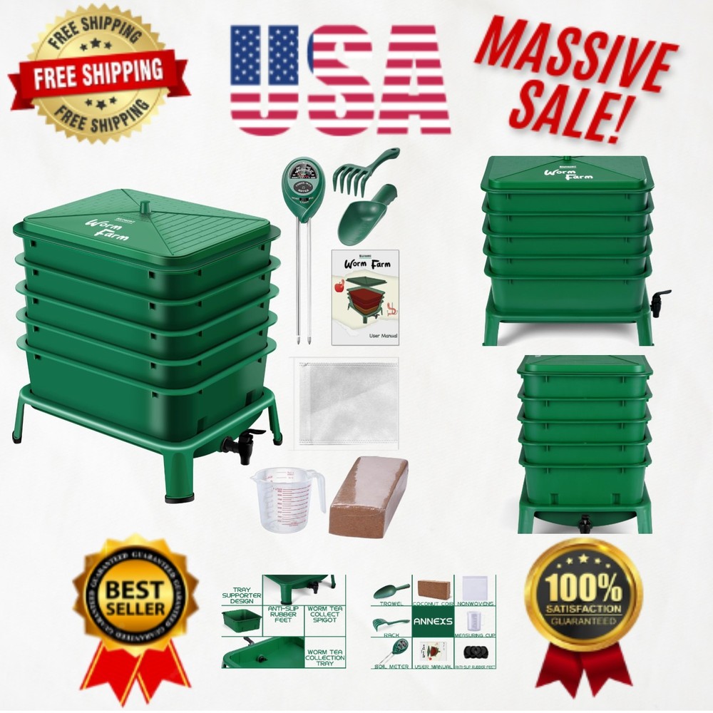 Durable 5-Tray Worm Farm Starter Kit for Efficient Indoor & Outdoor Composting