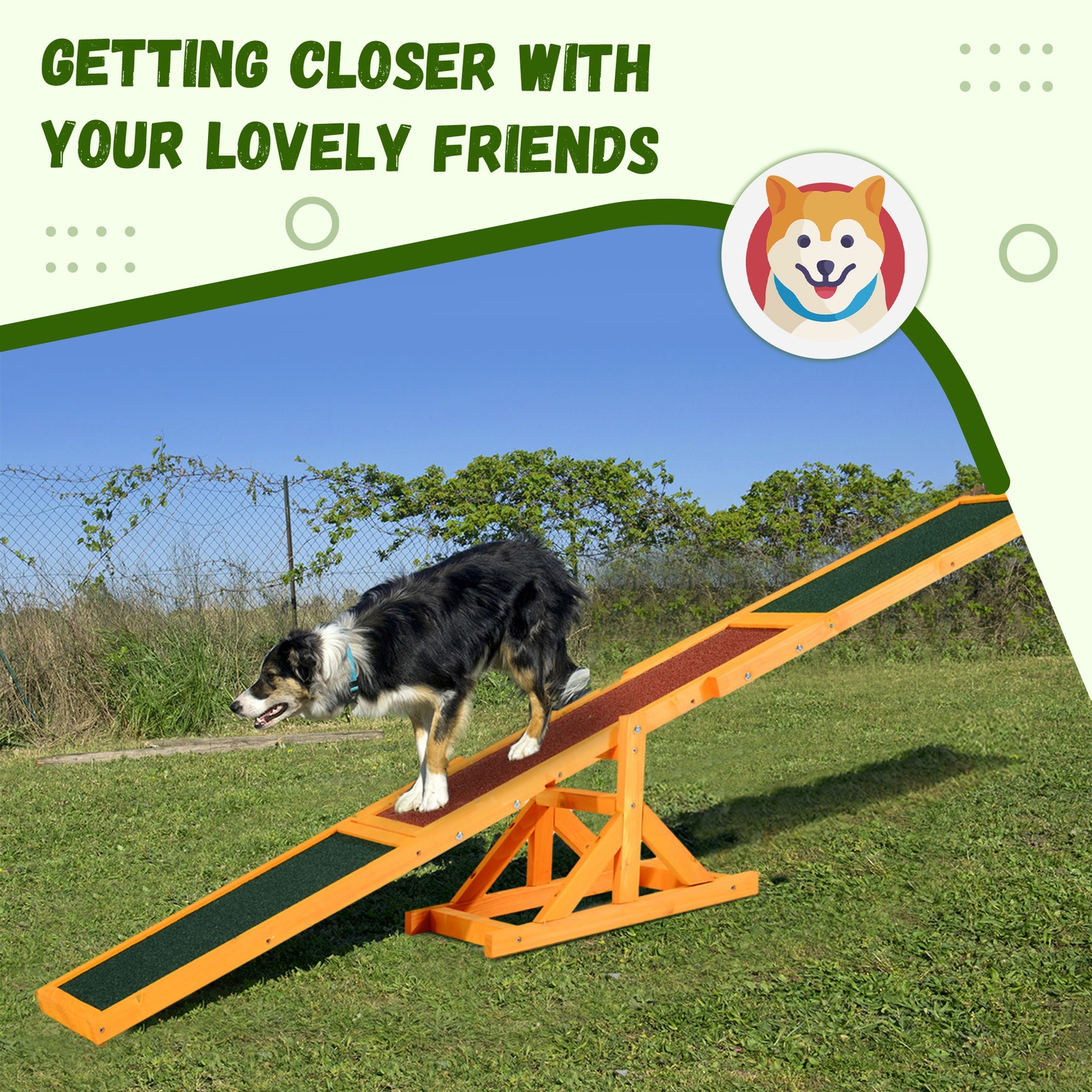 Wooden Dog Agility Seesaw for Training and Exercise, Natural