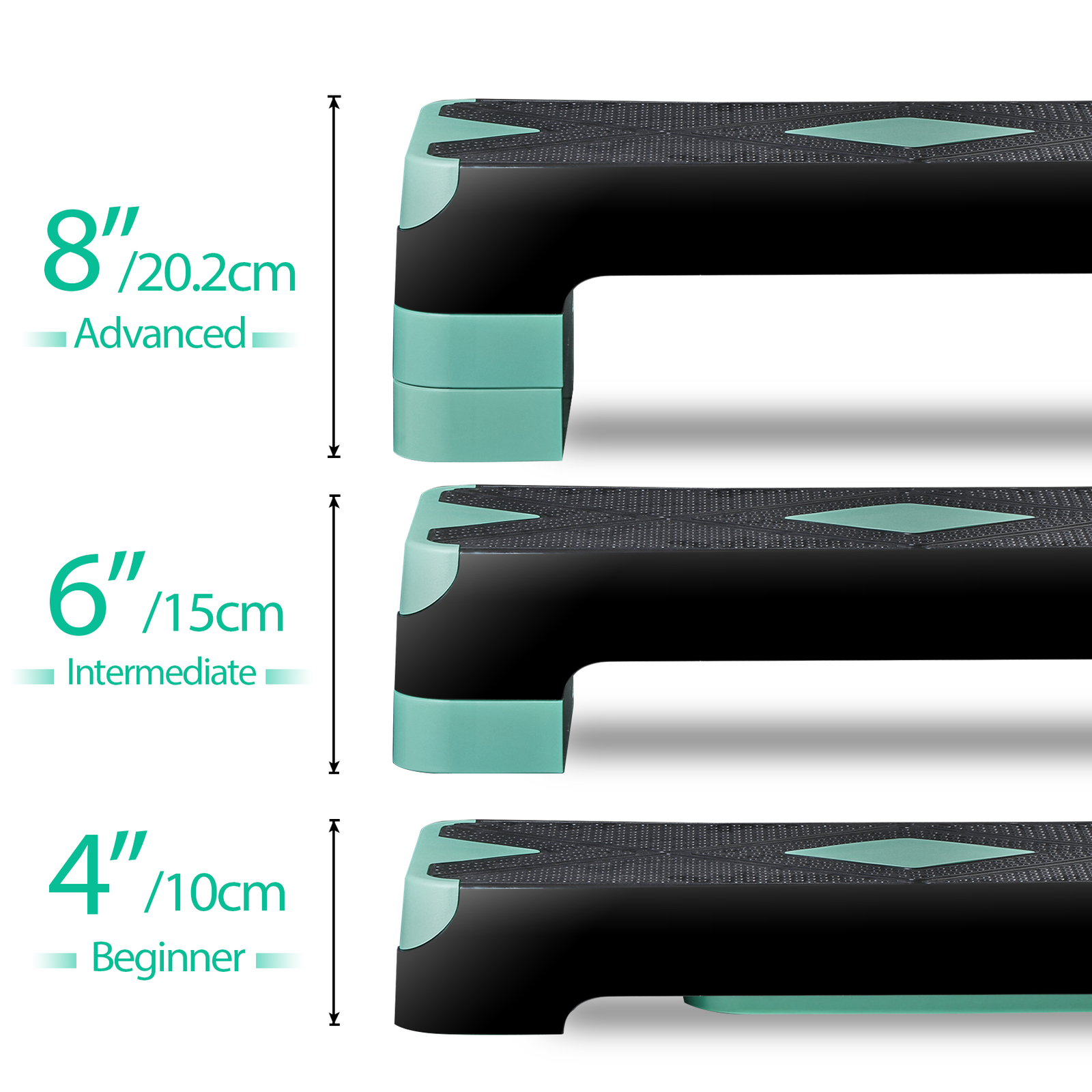 26.5" Aerobic Step Platform Adjustable Exercise Workout Stepper w/4 Risers Green