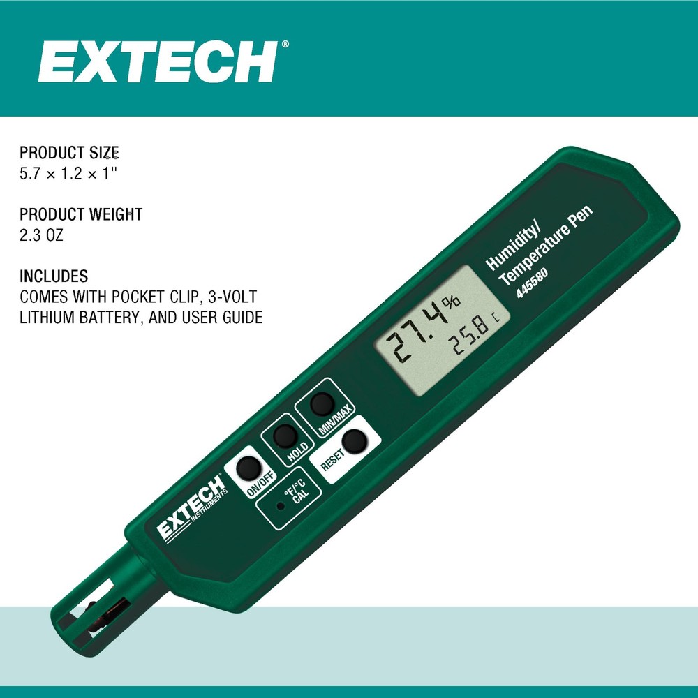 Portable Green Humidity And Temperature Meter With Data Hold Function