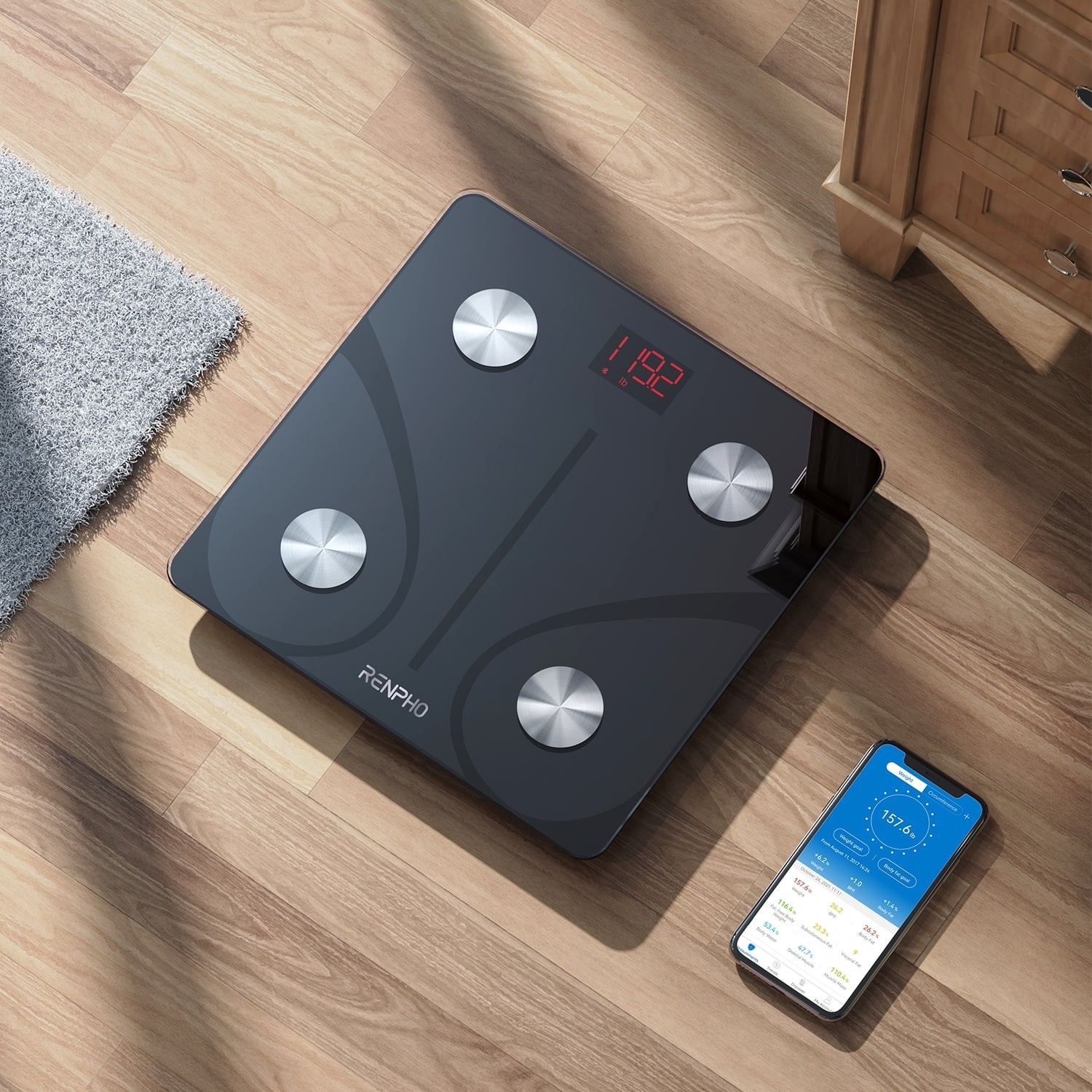 RENPHO Smart Body Fat Scale Weight Scale Body Bathroom Scale Bluetooth, 380 lbs
