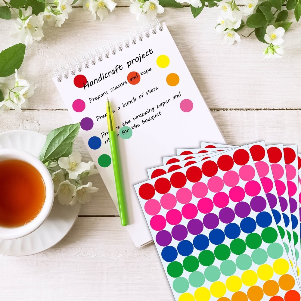 Colored Dot Stickers 700 PCS Color Coding Labels Round Circle Stickers Labels...